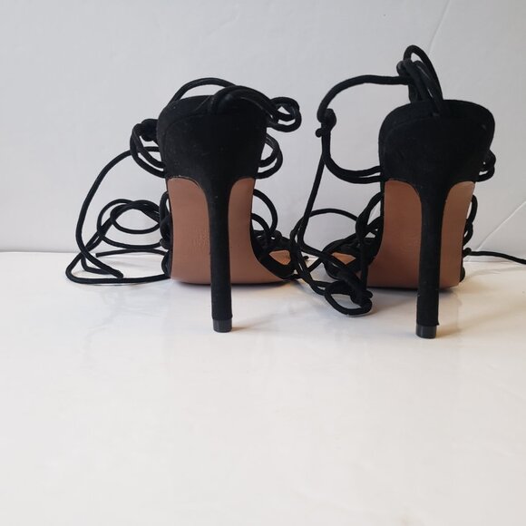 ASOS DESIGN Nina strappy tie leg heeled sandals in black size 5 - Picture 10 of 15